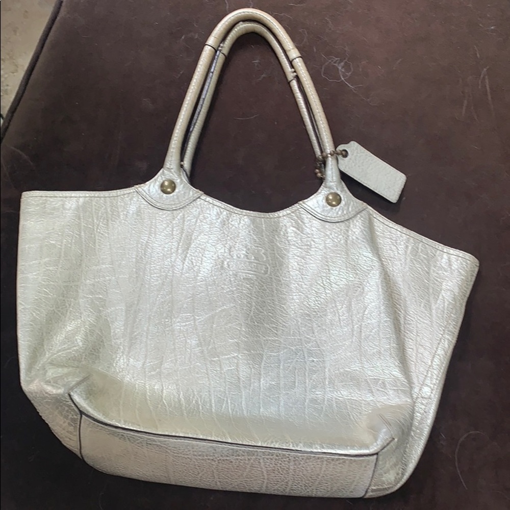 Pewter colored Coach purse